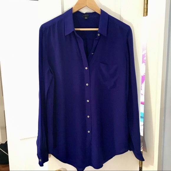 Ann Taylor Tall Blue Silk Button Down - Picture 1 of 3
